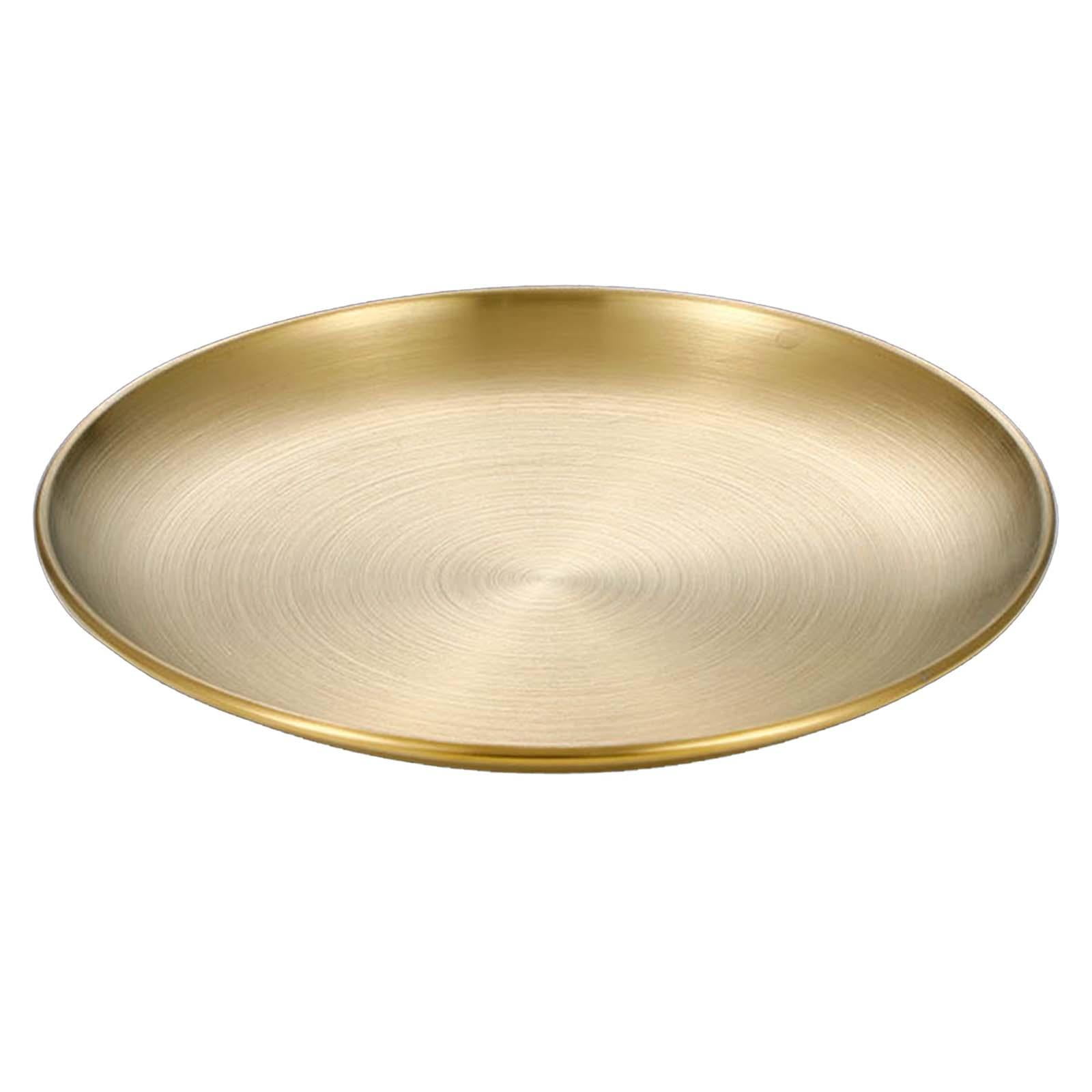 Magideal - Placa De Acero Inoxidable, Placa De Metal De Cocina, Vajilla Apilable, Bandeja De Almacenamiento Para Platos De Servicio, Para El Hogar, Restaurante, Oro 20cm