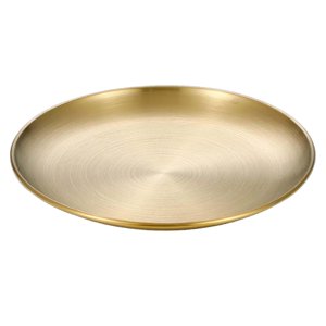 Magideal - Placa De Acero Inoxidable, Placa De Metal De Cocina, Vajilla Apilable, Bandeja De Almacenamiento Para Platos De Servicio, Para El Hogar, Restaurante, Oro 20Cm
