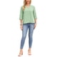 thumbnail image 2 of INSPIRE CHIC Camisa de Mujer de Manga 3/4 Cuello en V Bordado Encaje Casual Túnica Tops Blusas Sueltas con Abertura Lateral S Verde, 2 of 5