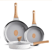 Genérico - Juego De 6 Sartenes Antiadherente De Ceramica Blanco