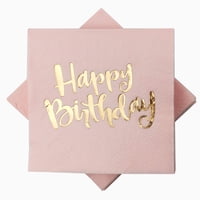 Servilletas De Cóctel R&H Party Pink Happy Birthday 100 De 3 Capas