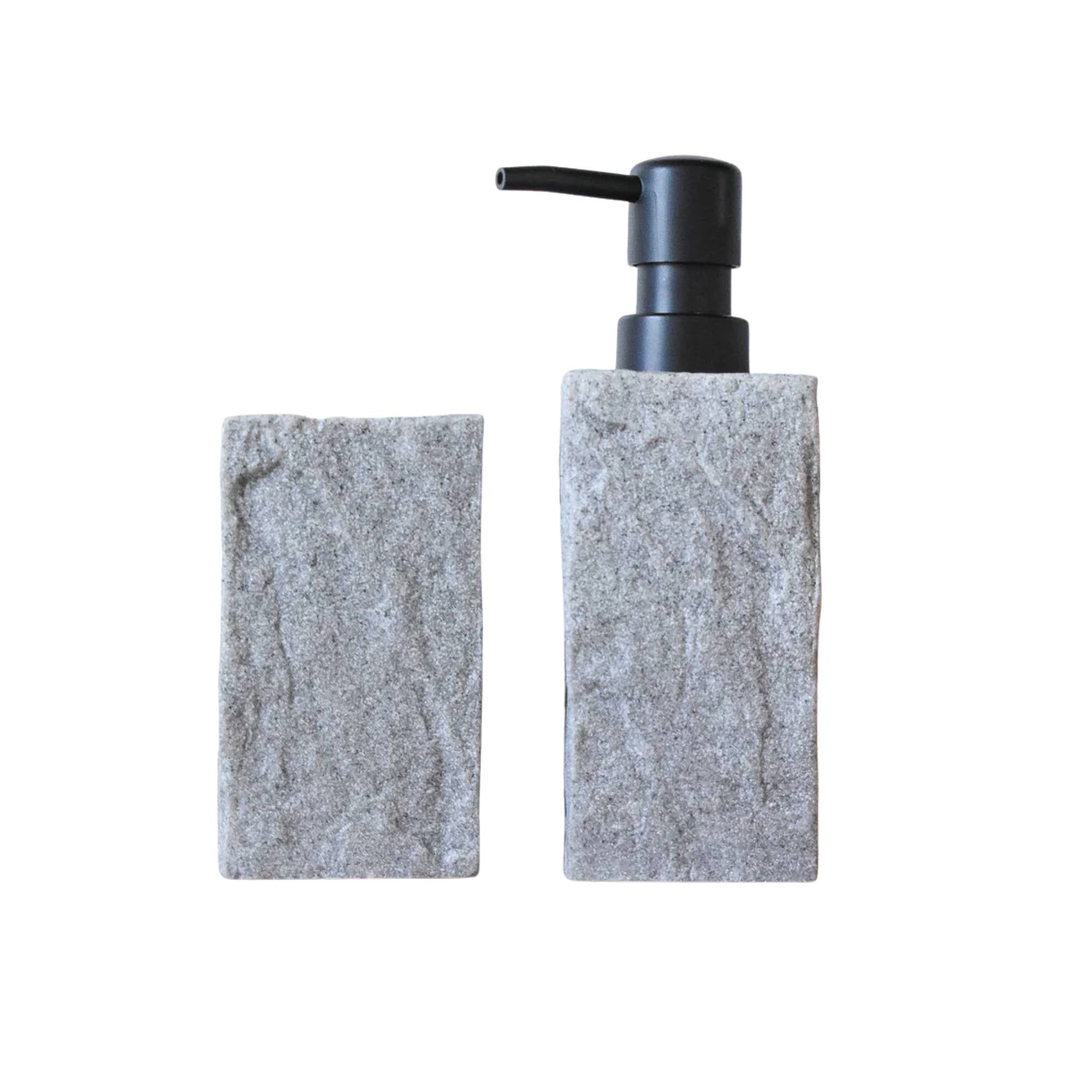 Decoexpress - Set 2 Accesorios De Baño Dispensador De Jabón Y Vaso Rock