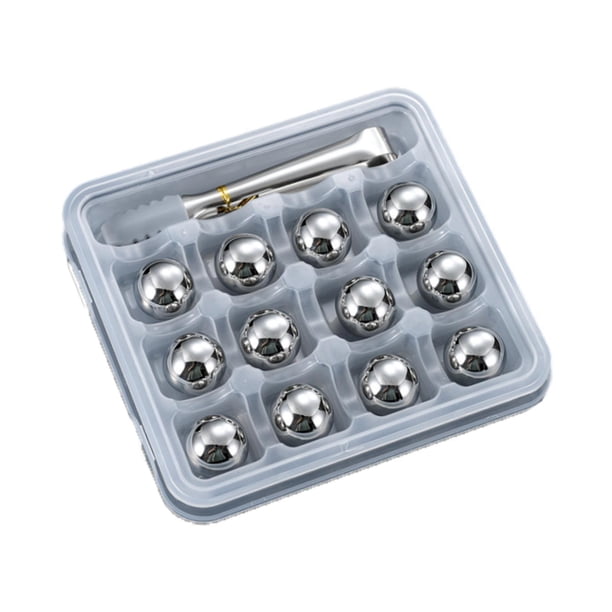Sphere Sphere de metal de acero inoxidable Cubos Bebidas Rocas escalofriantes Regalos de novio Bolas de hielo reutilizables para cocina de café de té Bolas de hielo de 12 piezas