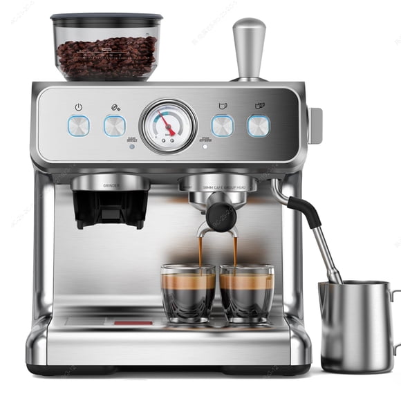 Máquina de café espresso Electactic de 15 bares con molinillo y espumador de leche