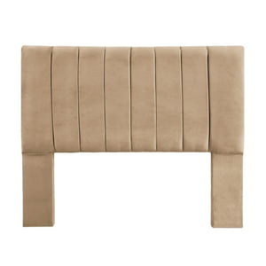 Mbc - Respaldo De Cama 2 Plazas Tubular Felpa Beige