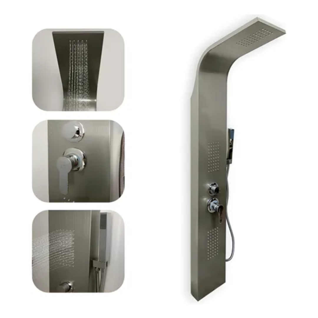 Genérico - Ducha Columna Panel De 3 Jets Con Hidromasajes Torre Plateado