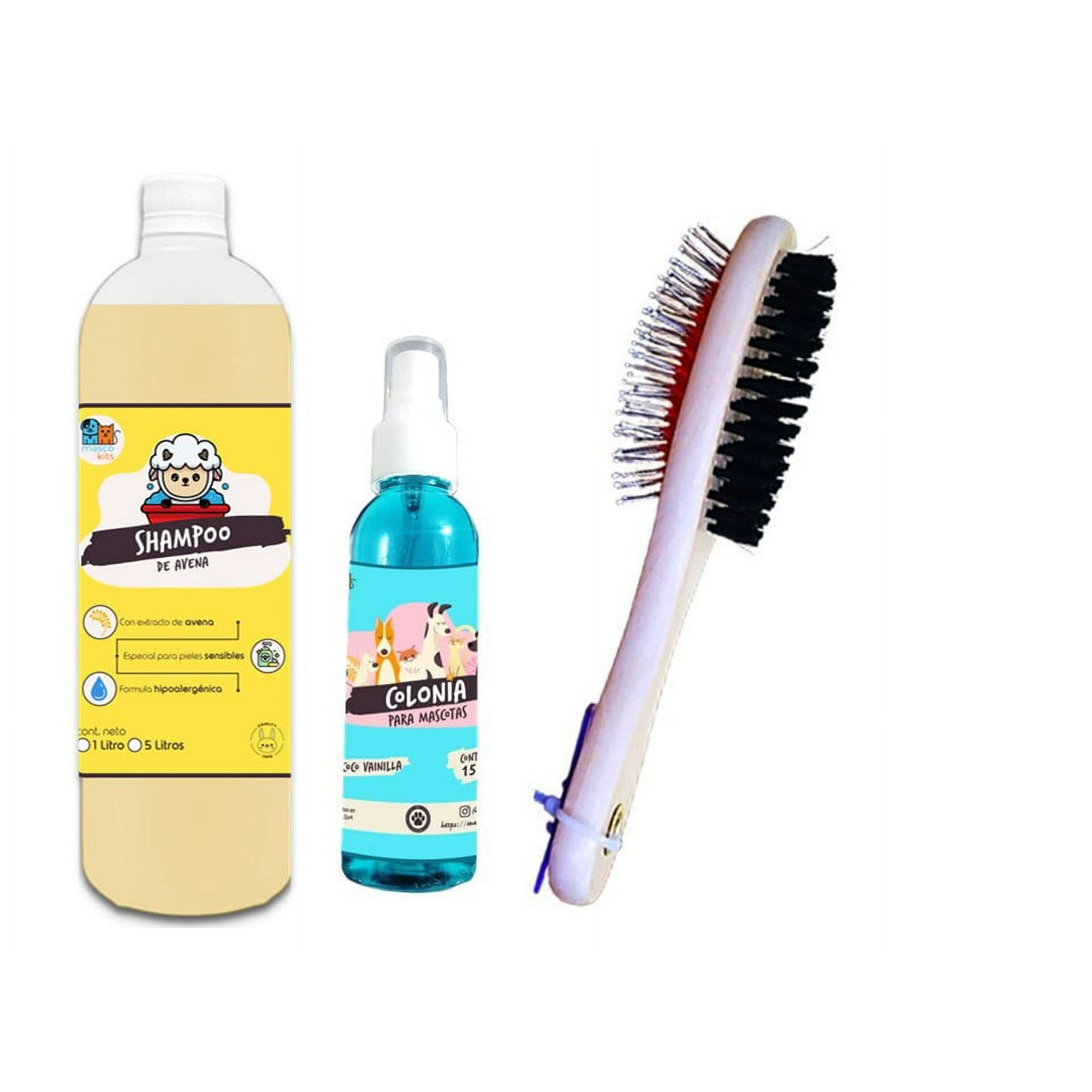 Mascokits - Kit Perros Shampoo Avena 1lt + Colonia Vainilla 150ml + Peine