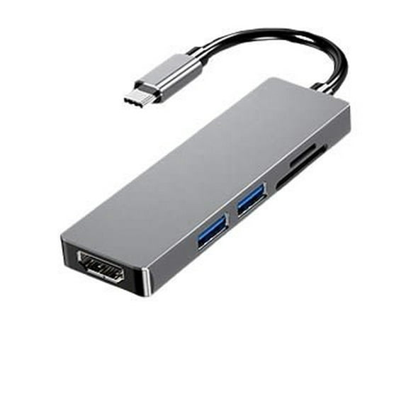 Hub Tipo C 5 en 1 (HDMI+USB 3.0x2+Lector SD y MicroSD)