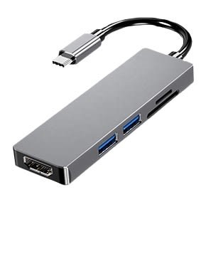 Birlink - Hub Tipo C 5 En 1 (Hdmi+Usb 3.0X2+Lector Sd Y Microsd)