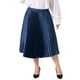 thumbnail image 1 of Agnes Orinda Ropa de Halloween para Mujer Tallas Grandes Conjunto Escolar Universitario Falda Midi Metálica Brillante de Cintura Alta y Plisada 2X Azul Oscuro, 1 of 6