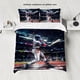 thumbnail image 1 of 3pcs baseball and rugby printed bedding set, 1 duvet cover 2 pillowcases, unfilled, skin friendly, breathable, anti pilling, 1 of 5