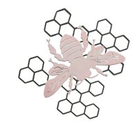 Ioensy - Abeja Colmena Jardín Decoración Hierro Siluetas Árbol Plug-In Ornamento Hogar Arte Decoración Rosa