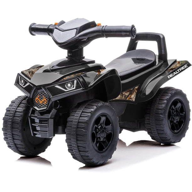 RealTree: Auto de Empuje Quad - Negro - Juguete para Montar de Pies a Piso, Vehículo ATV de 4 Ruedas, Sonido de Motor Elástico, Manija para Andador, con Licencia, Niños Pequeños-niños 12 Meses+