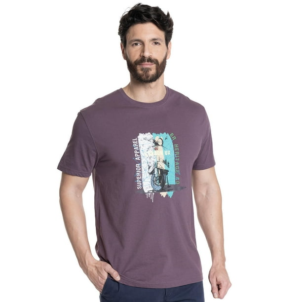 Polera Hombre Print Frontal Cuello Redondo