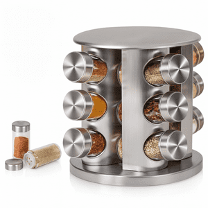 Genérico - Set Especiero Giratorio Acero Inoxidable 12 Frascos