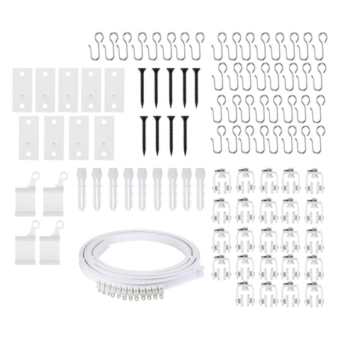 Bothyi - Juego De Rieles De Cortina Curvos, Ganchos De Rodillos Para Balcón, Dormitorio, Cortinas De Rv, 500Cm