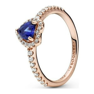 Anillo Pandora Corazón Elevado Azul Brillante