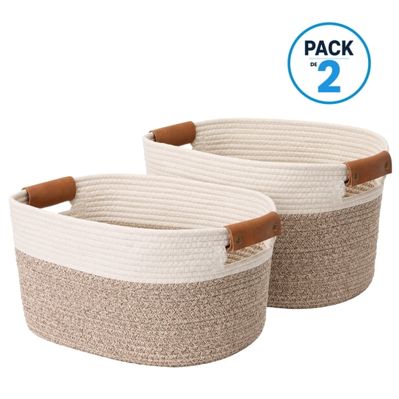 Pack 2 Canastas Cestas Organizadoras De Algodón Carry All Tonos Tierra M