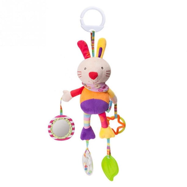 Baby Hanging Toy Cartoon Animal Stuffed Rattle Bell Car Seat Toys For 1-12 Months Baby Crib Stroller Pushchair (Owl,bee,rabbit,dog,parrot)
