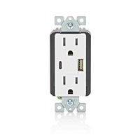 Enchufe Eléctrico Leviton T5638-W Cargador Usb Tipo A/C De 18 W