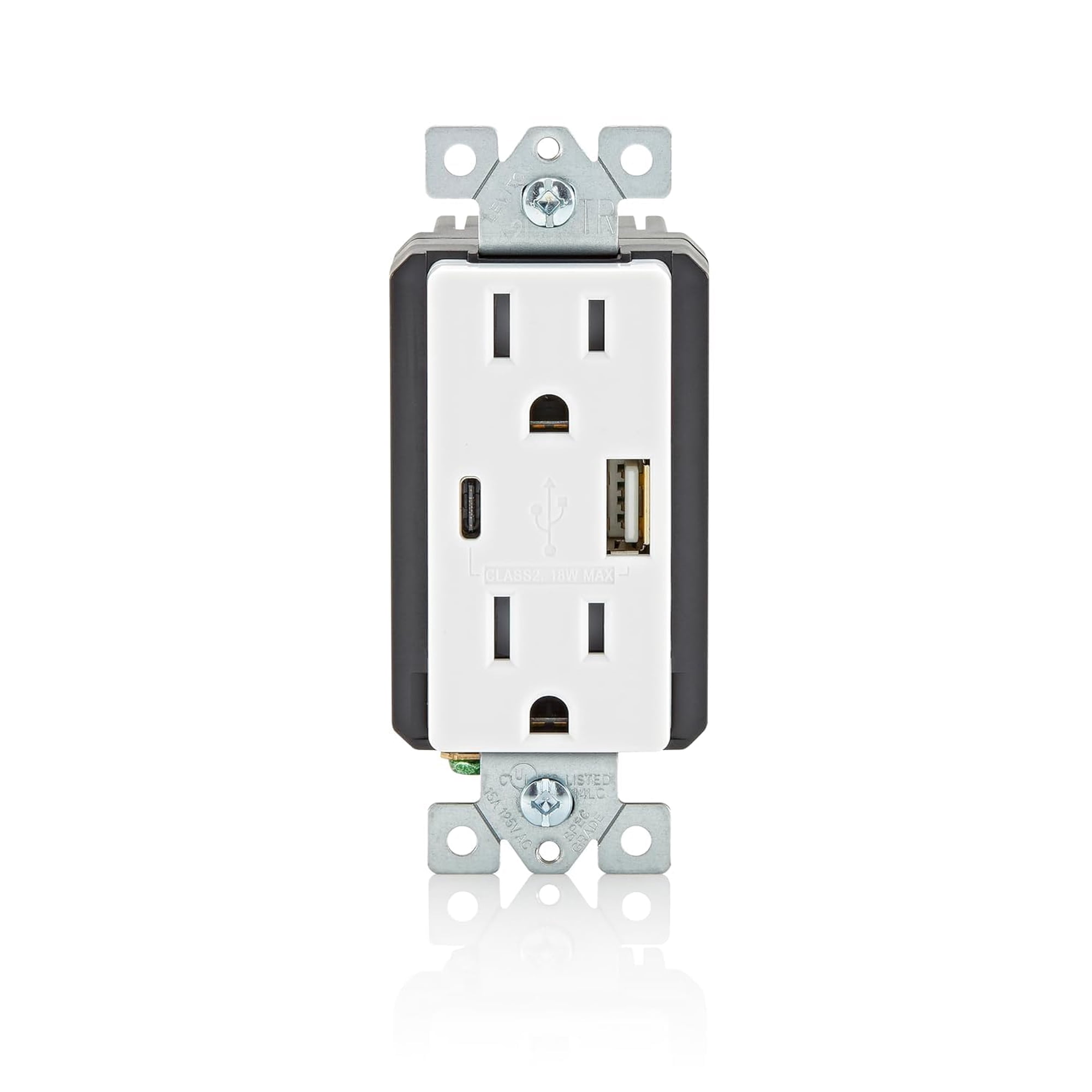 Enchufe Eléctrico Leviton T5638-w Cargador Usb Tipo A/c De 18 W