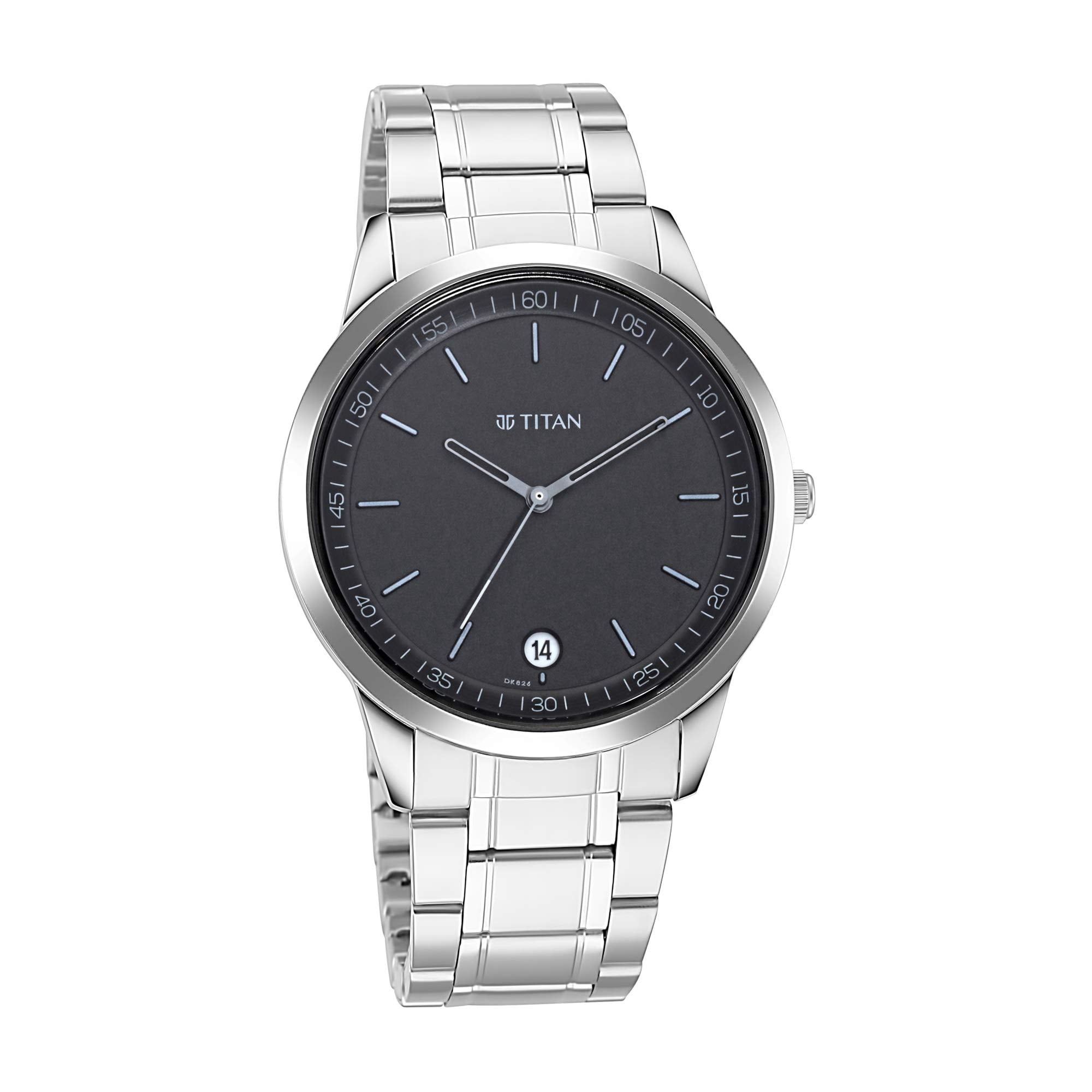 Reloj Titan Np1806sm02 Analógico Con Esfera Negra Y Correa Metálica