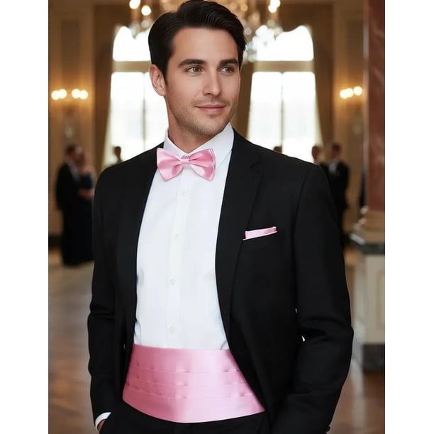 Faja Formal Corbatin Ajustables Hombre Matrimonio Cummerbund rosa Talla Única