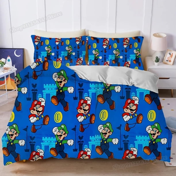 Retro Style Mario Duvet Cover Pillowcases Game Super Mario Bedding Set Adult and Children Bedding Set Birthday Gift Bed Sheets
