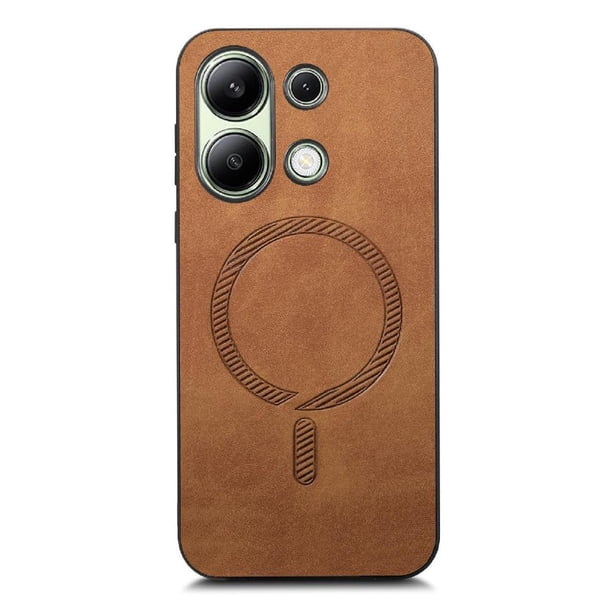Magnetic Slim Case for Xiaomi Redmi Note 13 4G with Camera Guard & Anti-Scratch Back Brown