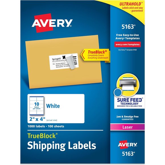 Etiquetas de envío Avery 5163 para impresora láser