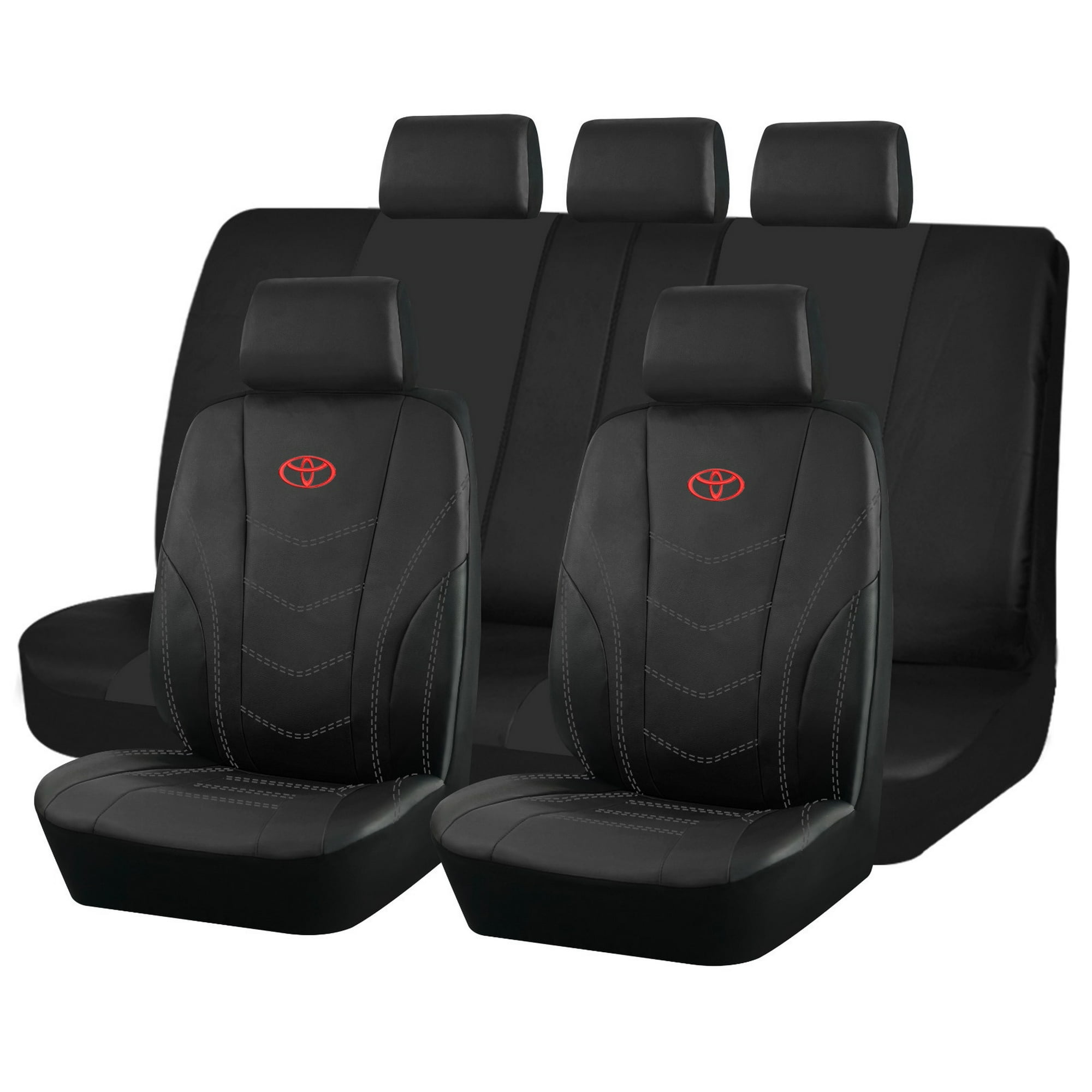 Jj Group - Fundas Asiento Toyota Eco Cuero Negro – 9 Piezas Bordadas