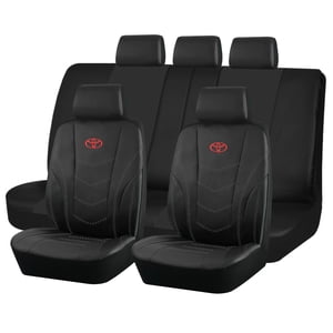 Jj Group - Fundas Asiento Toyota Eco Cuero Negro – 9 Piezas Bordadas