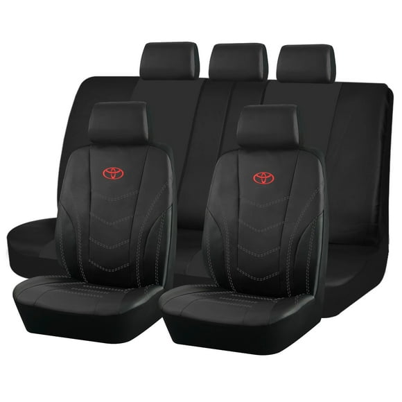 Fundas Asiento Toyota Eco Cuero Negro – 9 Piezas Bordadas
