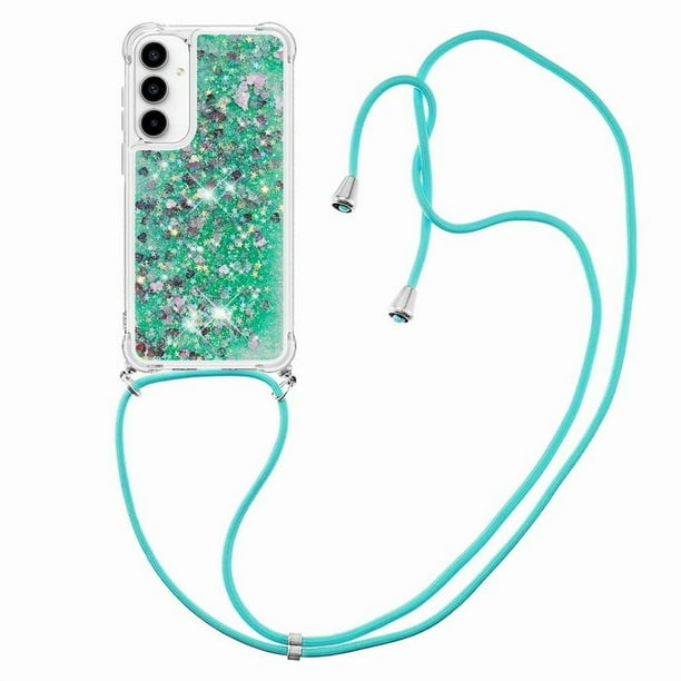 Funda FOXDOCK para Samsung Galaxy A35 con Cuerda Ajustable, Brillo Líquido, Protección Antigolpes y Lente – Ideal para Regalo