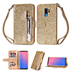 Funda Para Foxdock Elegante Funda Samsung Galaxy S9 Plus Glitter Con Cremallera-Ideal Para El Uso Diario