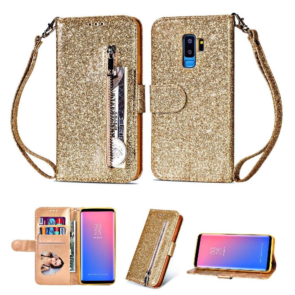 Funda Para Foxdock Elegante Funda Samsung Galaxy S9 Plus Glitter Con Cremallera-Ideal Para El Uso Diario