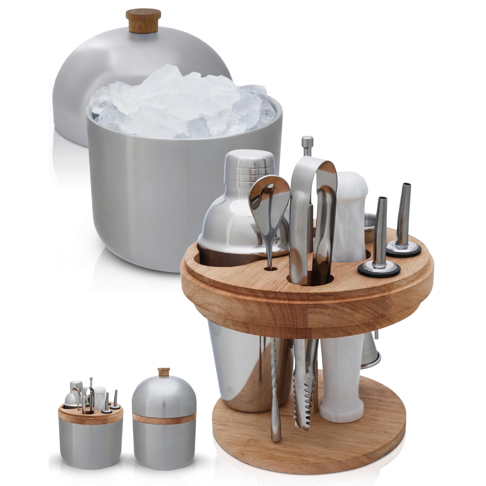 Set De Cócteles Gusto Nostro Con Cubeta De Hielo De Acero Inoxidable