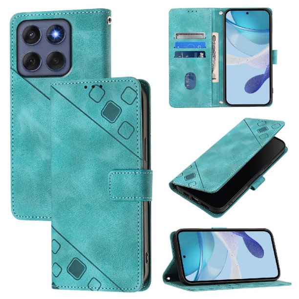 Funda Cartera para Motorola Edge 60 con Soporte y Ranuras, Resistente a Golpes y Rayones Verde