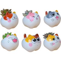 Genérico - Set 2 Macetas Gatito Dibujo Animado Decoracion Hogar Lau