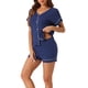 thumbnail image 4 of INSPIRE CHIC Conjunto de Pijama de Modal para Mujer Manga Corta Estampado de Estrellas Camisa Abotonada y Shorts Conjunto de Ropa de Casa 2XL Azul Marino, 4 of 6
