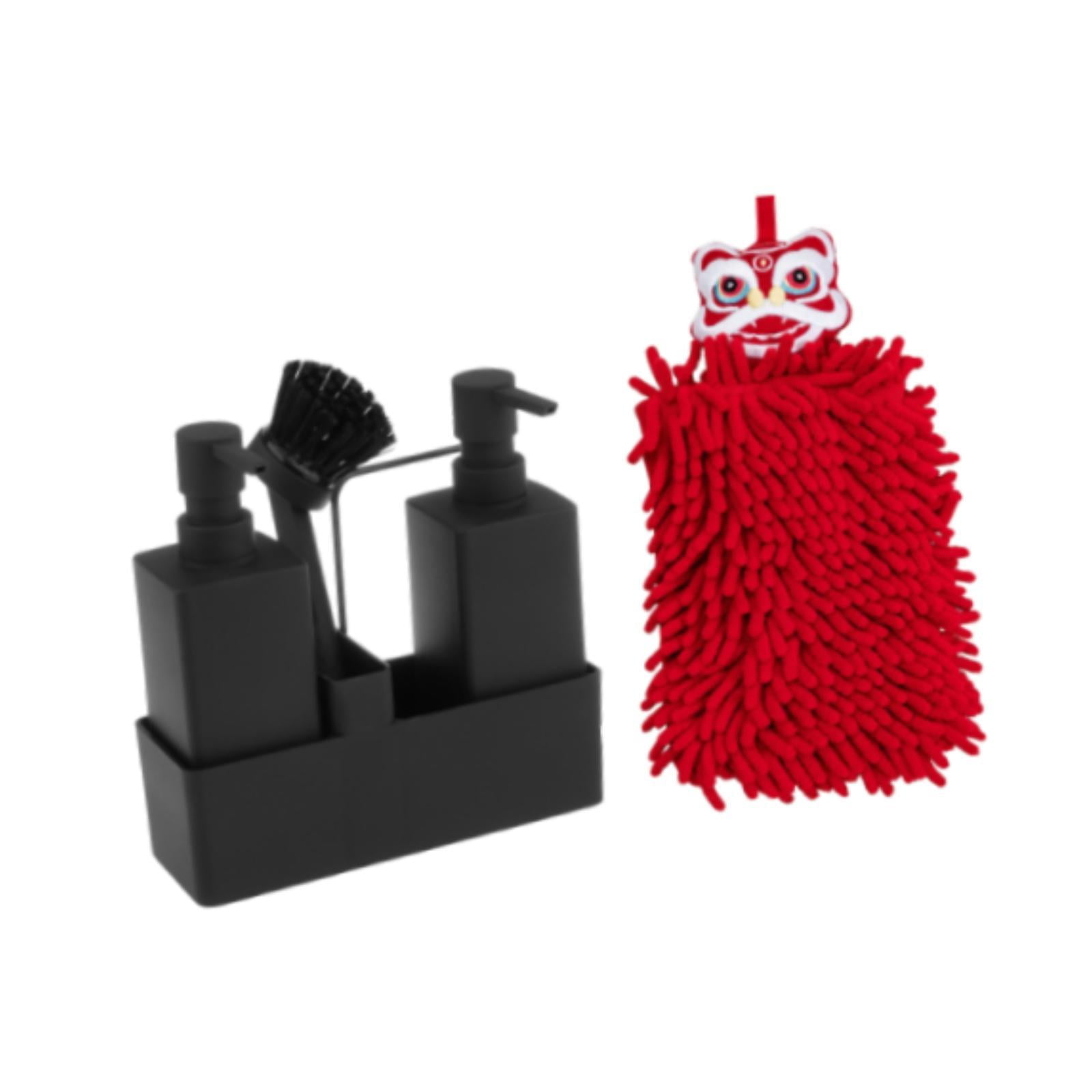 Magideal - Juego De Botellas Con Bomba, Dispensador De Jabón Líquido Para Manos Con Toalla De Mano, Drenaje De Botella De Jabón, Bandeja De Almacenamiento, Juego