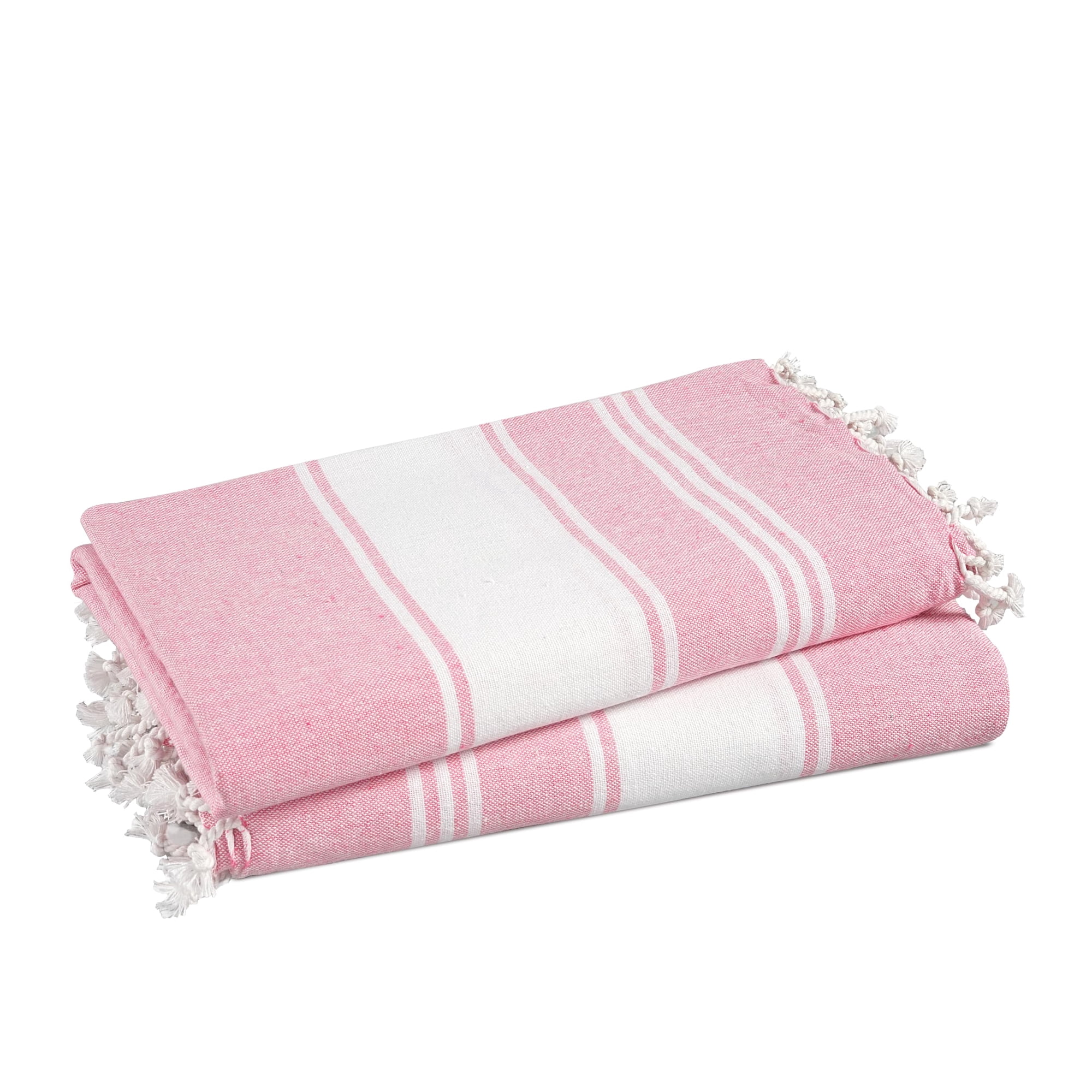 Toalla De Playa Lane Linen, Color Rosa Caramelo Turco, 100 X 180 Cm, Paquete De 2