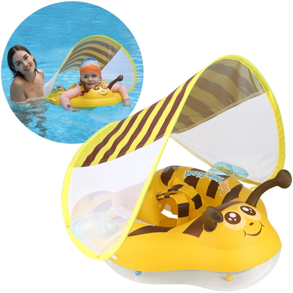 Natación sin flotador para bebés con toldo solar de 3 a 36 meses