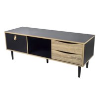 Relan - Rack De Tv Negro Top Living Venice Con Puerta Y Cajones