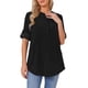 thumbnail image 1 of INSPIRE CHIC Camisas de pana casuales para mujer con botones, mangas enrollables, cuello en V, blusas sueltas elegantes, tops de otoño XL negro, 1 of 6