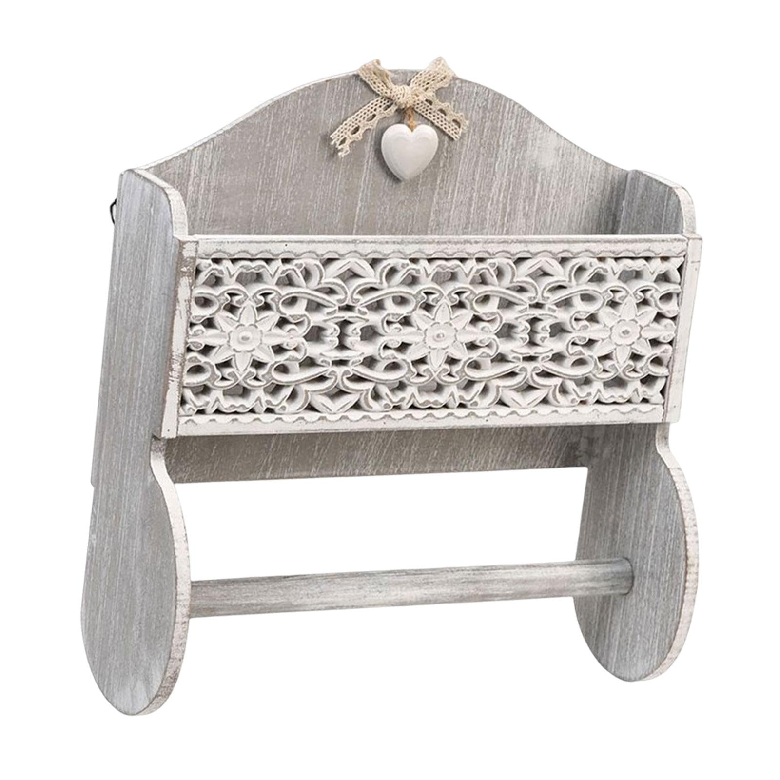 Bothyi - Dispensador De Papel Con Soporte Para Rollo De Papel Tisú Con Estante De Madera Para Montaje En Pared Multiusos