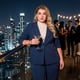 thumbnail image 3 of Traje de Dos Piezas para Mujer de Talla Grande Agnes Orinda Conjunto de Chaqueta Blazer de Oficina y Pantalones 3X Azul Oscuro, 3 of 8