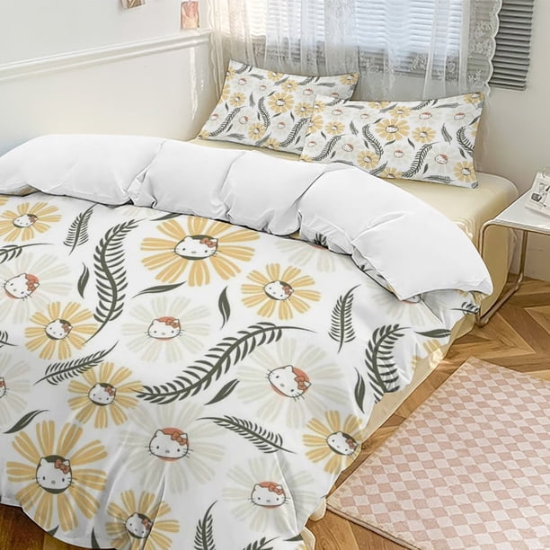 Hello Kitty 3-Piece Twin Bed Set - Includes 1 Single Comforter And 2 Pillowcases Bedding - Fade Resistant Microfiber - Hello Kitty