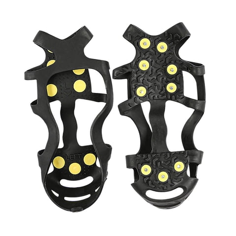 Magideal - Crampones Con Clavos, Agarres, Tacos Para Hielo, Tracción, Antideslizantes, Pinzas De Tracción Para Calzado, 9 Clavos, Crampones Para Escalar Caminos 21Cmx11Cm