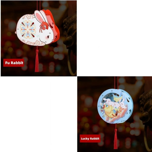 Chinese New Year Decoration,Year Of The Rabbit Lantern,Festival Lunar New Year Decor,Happy New Year,Spring Festival,Handmade Lanterns,Making DIY Materials,Kindergarten Portable Luminous,Paper Lanterns